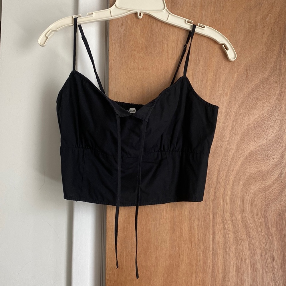Black smocked crop top